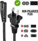 5 Pack Tv Power Cord Short 1 Ft  For Tv Replacement Tv Power Cable 2 Prong Black