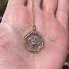 Real Moissanite 0 30ct Round Cut Antique Hexagon Pendant 14k Yellow Gold Plated