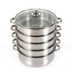 5 Tier Stainless Steel Steamer Cooker Steam Pot Kitchen Food Cooking   Glass Lid