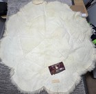 Vtg Sheepskin Rug 60  Round Natural White Cream Scallop Edge Bowron