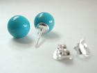 Turquoise Stud Earrings 925 Sterling Silver Round 7 Mm