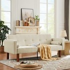 Convertible Futon Sofa Bed Couch W  Armrests Linen Fabric Compact Living Room Us