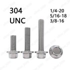 304 Stainless Steel Hexagon Flange Bolts Hex Flange Head Screws 1 4 5 16 3 8