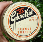 Old Rare White Glove Kid Peanut Butter Glass Jar Glovekid W Tin Lid Lynchburg Va