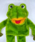 Vintage 1982 Dakin Flicker Frog Hand Puppet - Green Plush