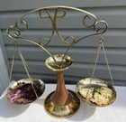 Vintage Brass Wood Balance Scale Apothecary Altar Tarot Decor 13  Double Pan