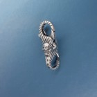Sterling Silver Double Openings Skull Stripes Lobster Claw Clasp Connector 44069