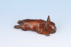 Lovely Chinese Boxwood Hand Carving Dog Figure Statue Hand Piece Gift