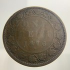 1876 H Canada Large Penny 1 One Cent Circulated Coin Ii134