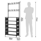 Entryway Shoe Rack coat Rack 5 Tier Shoe Stand Oraanizer For Bedroom Dorm black