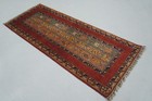 3x7 Ft Red Afghan Hand Knotted Wool Runner Rug