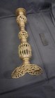 Tall Pierced Vintage Brass Candle Holders Adjustable Filigree - Set Of Two