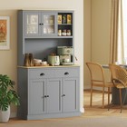 Homcom 71  Tall Kitchen Pantry Cabinet  Storage Unit With Drawers   Glass Doors 