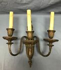 Pair Antique Heavy Brass Wall Sconce Light Fixtures Candelabra Vtg Old 1436-22b