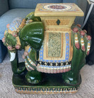 Vintage Hand-painted Ceramic Xxl Elephant Plant Stand - Hollywood Regency Style