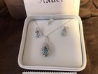 Stauer Jewelry Set Necklace   Earrings Blue Teardrop Stone Silver Tone