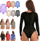 Women s Sheer Mesh Leotard Bodysuit Long Sleeve Jumpsuits Rompers Shapewear