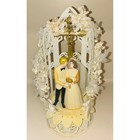 Vintage Wilton 10  Wedding Cake Topper Bride Groom Chapel Gold Cross Floral Read