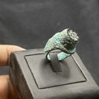 Ancient Roman Style Bronze With Old Agate Intaglio Stone Ring With Rare Patina 