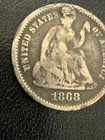 1868 Seated Liberty Half Dime Holed Filled