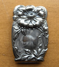 Sterling Silver Antique Match Safe vesta Striker Case art Nouveau Repousse Poppy