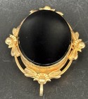Vintage Signed Gold Filled Brooch Pendant Floral Bot    Black    1   