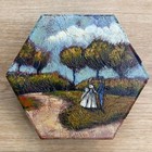 Romantic Handpainted Wood Trinket Box Signed Coquette Cottagecore Bohemian