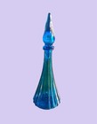 Vintage Mid-century Modern 11    Tall Blue Empoli  Decanter Genie Bottle Italy
