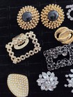 Lot Of Vintage Shoe Clips 3 Pairs   Singles Gold   Silver Tone Rhinestone Pearl