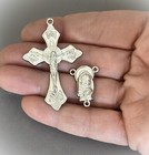 40 Pc Rosary Crucifixes 20 Crosses   20 Centers Rosaries Part Silver Plate New