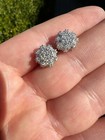 Big Moissanite Iced 925 Silver Screwback Earrings Large 10mm Mens Hip Hop Studs
