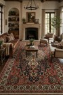 Hand-knotted Wool Traditional Area Rug In Medallion Red   Green 7x12