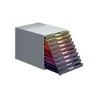 Durable Varicolor 10-compartment Stackable Plastic Drawer Box Gray  761027 