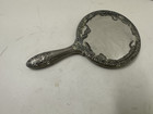 Antique Silver Plate Hand Held Vanity Mirror 7 