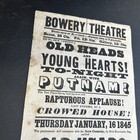 Rare 1845 Bowery Theatre Nyc Broadside Advertising Poster  Museum Piece See Pics
