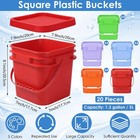 20 Pcs 1 3 Gallon Square Plastic Buckets Bulk With Lids Handles 5 L Food Grad   