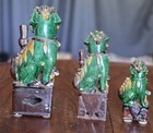 3 Antique Chinese Green Sancai Foo Dog  Guardian Lion Statues   6   8   10  Tall
