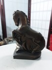 Antique Bronzed Metal Art Deco Rearing Horse Sculpture  Statue 7 X 4 5 Inches