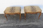 French Carved Walnut Vanity Stools Benches Ottomans A Pair 5850