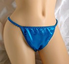 Aqua Satin Thong String Bikini Panties 
