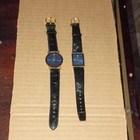 Set  2  Watches-both Are Berenger Blue Dial Watches-2 Different Black Bands-vtg