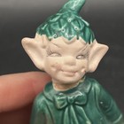 1950s Gilner Pixie Elf Figurine Sitting Green Ceramic Repaired
