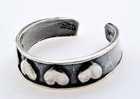 Sterling Silver 925 Repousse Hearts Toe Ring