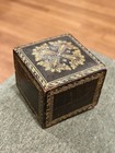 Early Antique 1860s Victorian Wood Leather Cut Glass Ink Well Travel Case Box