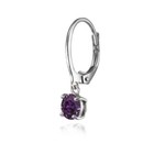 925 Silver Purple Round Dangle Leverback Earrings Made With European Crystals 