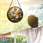Dastoll Stained Glass Window Hanging - Rabbit Flowers Suncatcher 