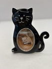 Black Enamel Silver Toned Cat Frame 4   x3   
