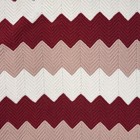 Hand Knit Throw Afghan Blanket Chevron Pattern Red Ivory Pink  48  X 66  Cozy