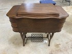 Antique The Free Treadle 6 Drawer Sewing Machine Cabinet W  Cast Iron Base