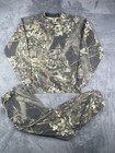 Vtg Mossy Oak Sweat Shirt Pants Set Mens Large Camo Matching Woodland Break Up